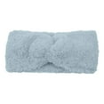 thumbnail image 3 of Women's Faux Fur Headband with Knot Design, Winter Warm Ear Warmer Headband, Soft Stretchable Head Wrap, Wide Knit Headband, Cold Weather Hair Accessory, Fashion Winter Headband - Light Blue, 3 of 9