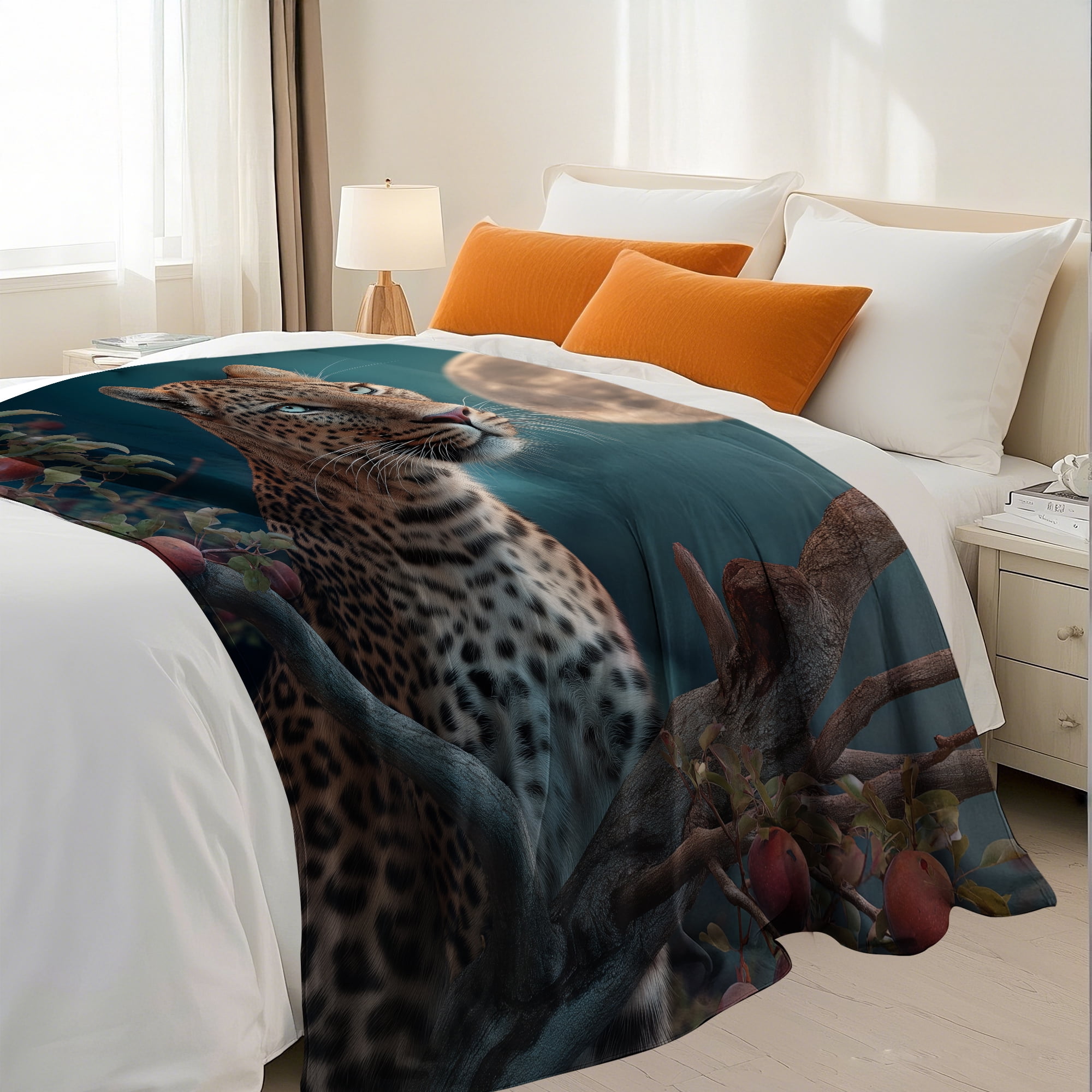Flannel Fleece Throw Blanket, Soft Large Throw Blanket, Lightweight Cozy Plush Throw Blanket Fit Sofa Bed, 50"x60", Leopard