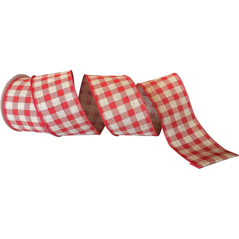 Red Gingham with Black Edge 1 1/2 inch x 10 Yards Ribbon - by Jam Paper