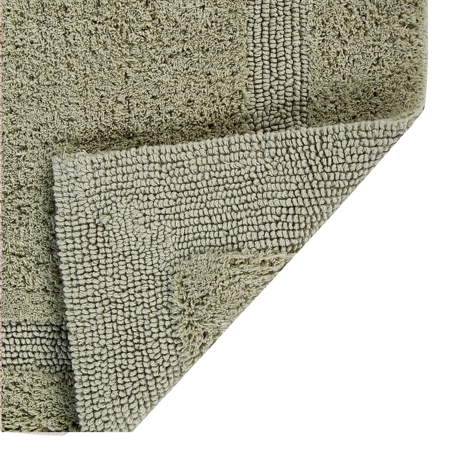 Better Trends Premium 3 Piece Bathroom Rug Set 100% Cotton, Extra Soft Tufted Bath Mat, Water Absorbent & Reversible Mat, Sage Lux Collection