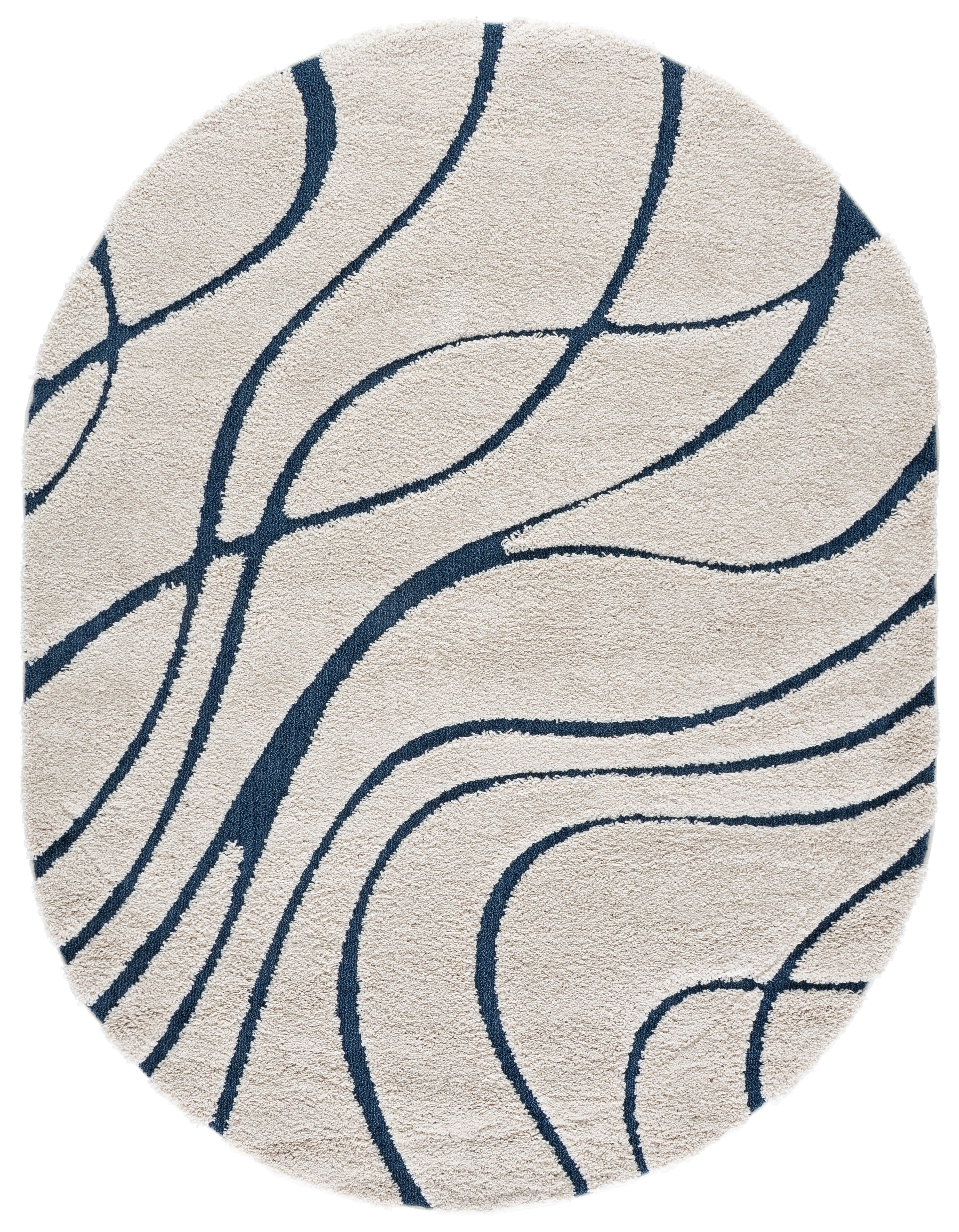 Safavieh Florida Tamzen Abstract Shag Area Rug, Cream/Blue, 6' x 8' Oval
