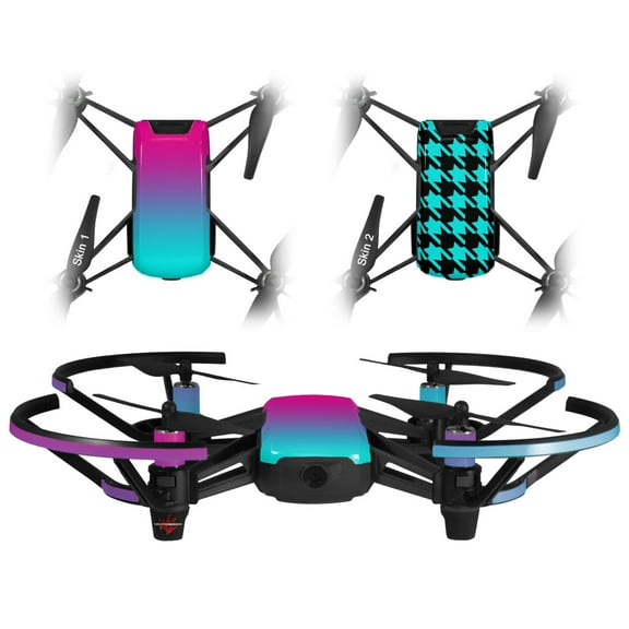 Skin Decal Wrap 2 Pack for DJI Ryze Tello Drone Smooth Fades Neon Teal Hot Pink DRONE NOT INCLUDED