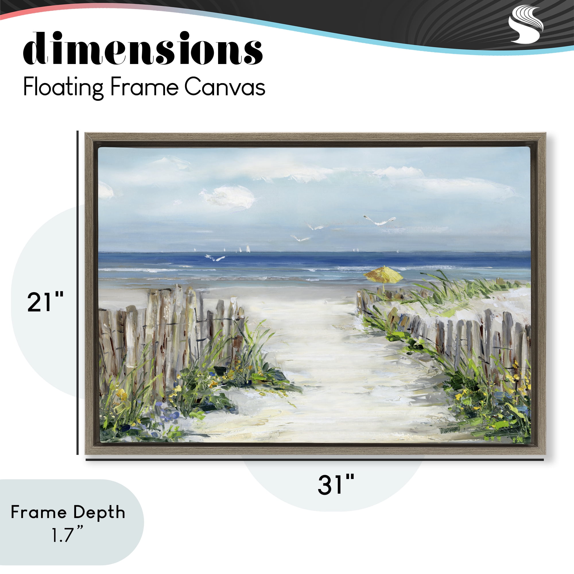 Stupell Industries Sunlit Dune Path To Ocean Brown Framed Floater Canvas Wall Art, design by Sally Swatland