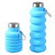 thumbnail image 4 of Botella de agua para niños, máximo 510 ml, mosquetón de metal de silicona de grado alimenticio, botella de agua plegable para niños, viajes escolares, azul cielo, 4 of 10