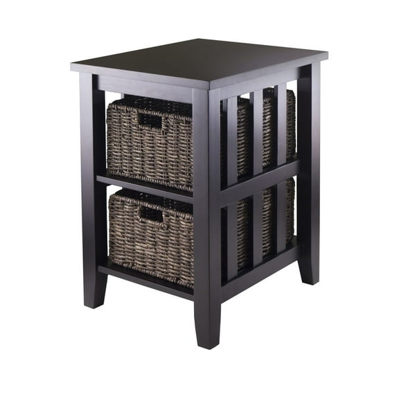 Side Table with 2 Foldable Baskets