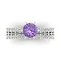 thumbnail image 2 of Clara Pucci 18K White Gold 1.66 Simulated Alexandrite Engraveable Engagement Ring + Wedding Band Set, 2 of 7