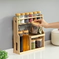 thumbnail image 3 of Basicwise 3-Tier Bamboo Spice Rack with 6 Spice Shaker Bottles, 4 Airtight Jars and 2 Soy Sauce or Olive Oil Dispenser Bottle Perfect for Kitchen Organization, Dining Room Display, and Pantry Storage, 3 of 11