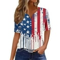 thumbnail image 2 of Cavosen 4th of July Shirts for Women Petite Red White and Blue Short Sleeve V Neck T Shirts USA Star Striped Graphic Tops Lady XL Patriotic Casual T Shirts Independence Day Tunic Tees, 2 of 5