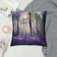thumbnail image 2 of Chilfamy Printed on Both Sides Plush Pillow Covers Forest Sunshine Trees with Purple Lavender Green Woods Scenery Landscape Throw Pillows White, 2 of 5