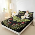 thumbnail image 4 of jejeloiu Red Mushroom Twin Sheet Set,Green Moth Tropical Leaves,Microfiber Decor For Girls,3-Piece, 4 of 7