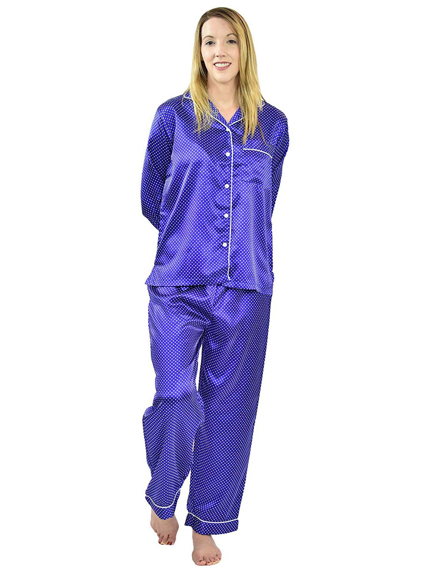 Up2date Fashion's Women's Long ButtonDown Satin Pajamas