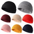 thumbnail image 3 of Gorro de punto con puño de color, gorro de punto cálido unisex, gorro de punto informal de moda de invierno, 3 of 5