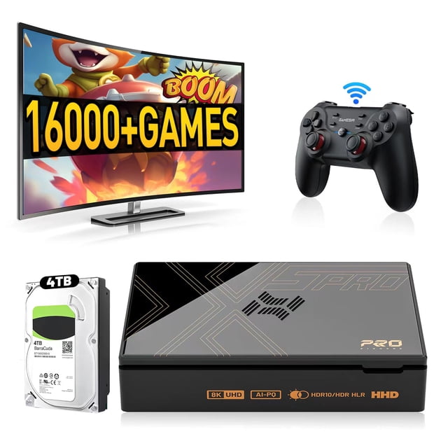 Kinhank Super Console X5 PRO Retro Game Console with 16000+GamesEmulator Console with Game&TV SystemRock Chip RK3588S8K UHD OutputBT 5.0SATA 3.1Wireless Controllers