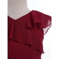 thumbnail image 5 of YiZYiF Girls Chiffon Ruffles Sleeve V Neck Formal Party Dress Juniors Bridesmaid Maxi Dress Prom Gown Burgundy 6, 5 of 7