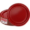 thumbnail image 1 of PTECDROTS 50 Pcs Assiettes en Papier Rouges, Assiettes en Papier de 9 Pouces Assiettes de Noël Vaisselle Assiettes Rondes pour Fournitures de Fête de Noël Rouges Usage Quotidien Fournitures pour Fêtes de Mariage et d'Anniversaire, 1 of 7