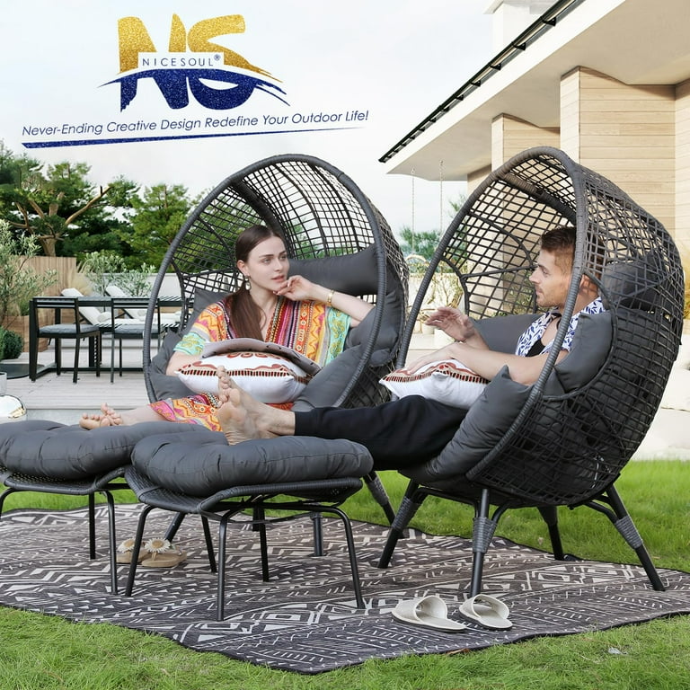 NICESOUL Indoor Outdoor Wicker Egg Chair with Ottoman NICESOUL Indoor Outdoor Wicker Egg Chair with Ottoman
