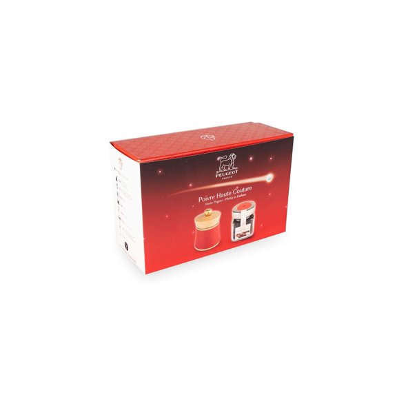 Peugeot Baya Pepper Mill Red Leather with Tan Hoi Pepper (70g) Gift Box, 8cm - 3 Inches