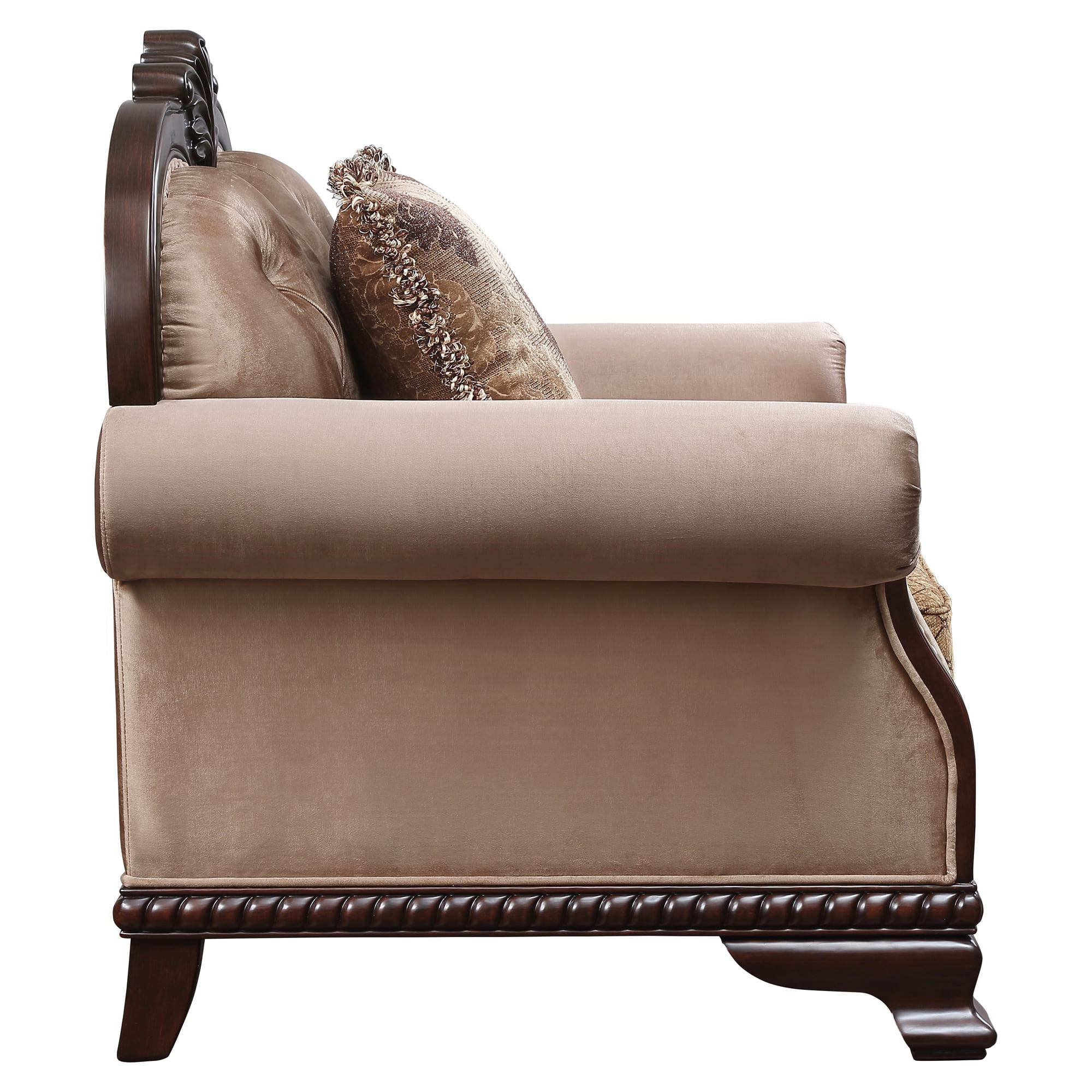 Acme Chateau De Ville Loveseat with 3 Pillows in Espresso