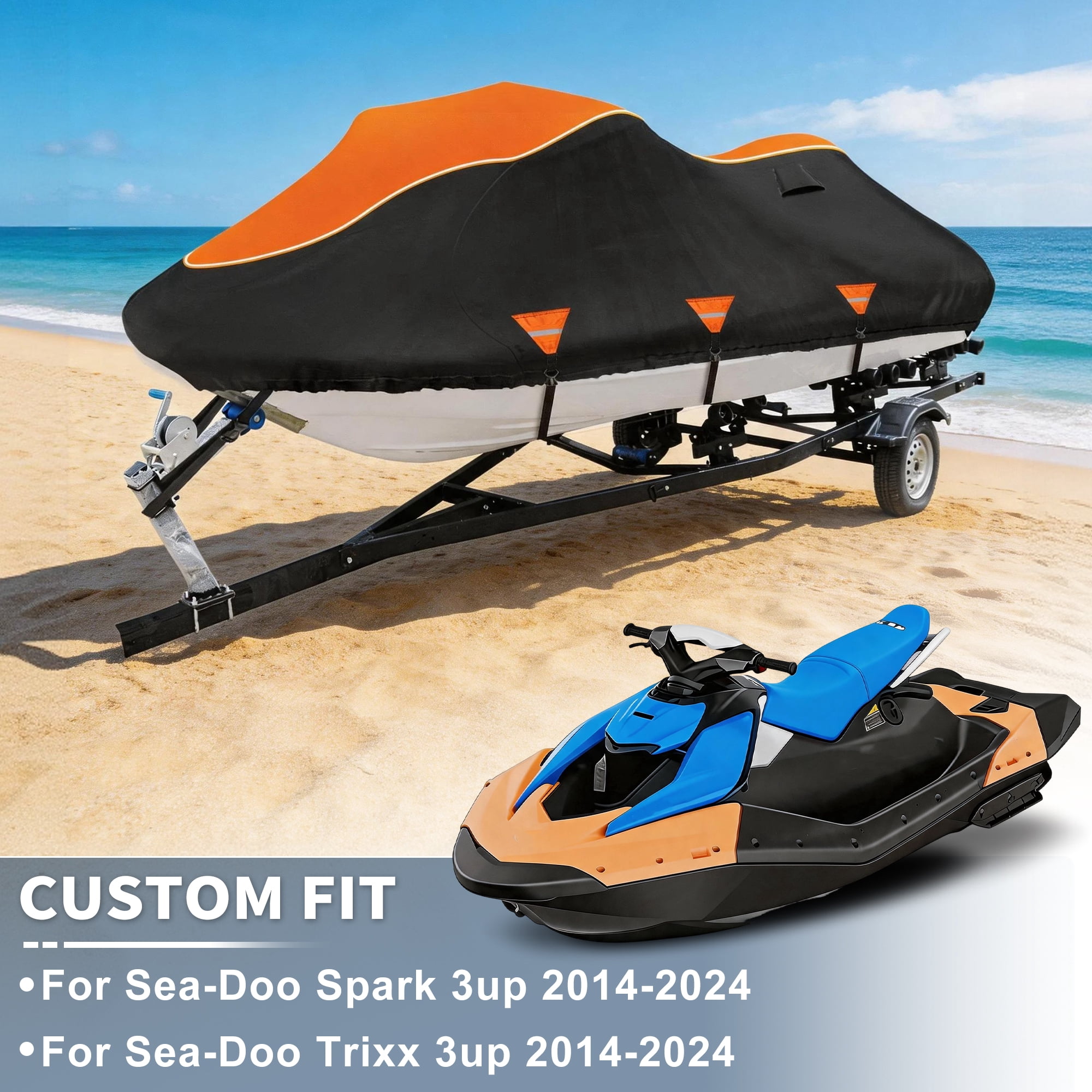 Unique Bargains Heavy Duty 420D Oxford Anti-UV Cover for Jet Ski with Storage Bag Style B
