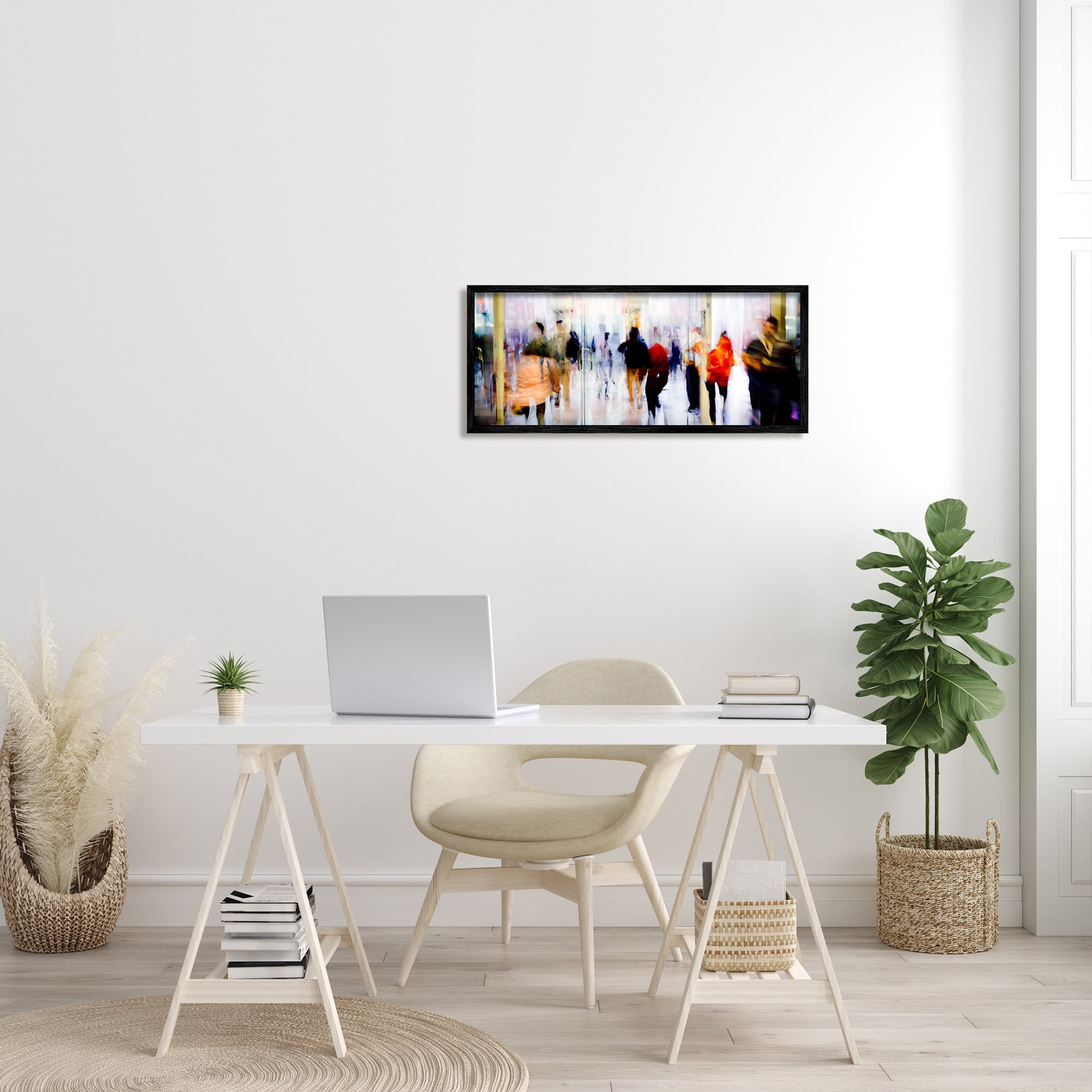 Stupell Industries Modern Industrial Crowd Abstract Long Exposure Abstract Photography Black Framed Art Print Wall Art, 10 x 24
