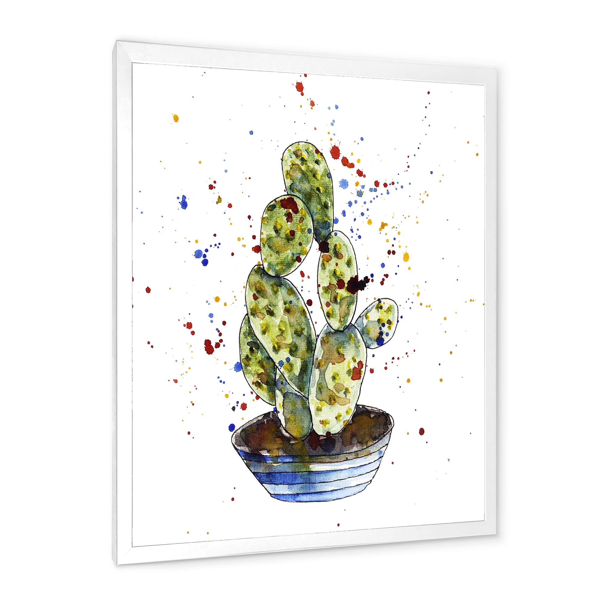 Designart 'Abstract Cactus Houseplant' Traditional Framed Art Print