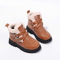 thumbnail image 4 of BRGZLK Toddler Kids Girls Boots Winter Casual Comfy Warm Fleece Lined Snow Boots Trendy Solid Color Waterproof Non Slip Ankle Booties with Buckle Detail Brown 3.5-4 Years, 4 of 6
