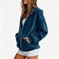 thumbnail image 6 of WULMLEO Womens Velour Zip Up Hoodie Long Sleeve Fall Oversized Hooded Sweatshirt Y2K Jacket 2026 Soft Warm Fashion Sweaters with Pockets Royal Blue 2XL, 6 of 9