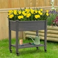 Raised Garden Bed, Outdoor Wood Elevated Planter Box Kit on Wheels with