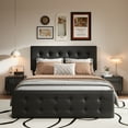 thumbnail image 4 of Full Size Platform Bed Frame with 4 Storage Drawers & Headboard,Faux Leather or Linen, Button Tufted Platform, Strong Wooden Slats,No Box Spring Needed, 4 of 7
