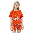 thumbnail image 4 of CAIXIA Toddler Girl Outfits Girls Summer Casual Play Set Featuring Adorable Cartoon Horse Print Short Sleeve Top and Shorts for Toddler Kids Daily Outdoor Wear,5-6 Years, 4 of 6