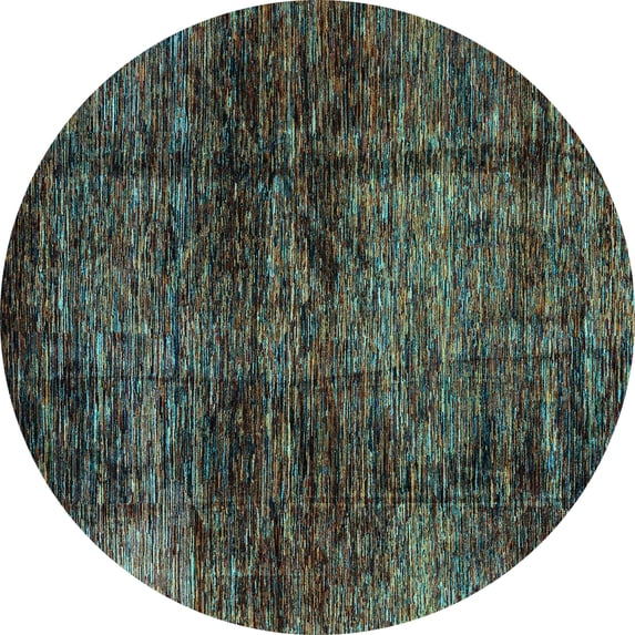Ahgly Company Indoor Round Abstract Light Blue Modern Area Rugs, 3' Round