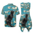 thumbnail image 7 of Psesaysky Black Cat Art Floral Print Mens Shorts Sleeve Shirt &Womens Sleeveless Flowy Tunic Dress Couples Matching Hawaiian Luau Outfit His and Her Topical Shirts or Dresses Pockets, 7 of 7