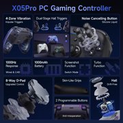 QUCOPRE Bluetooth Controller, Wireless Gaming Controller for PC/Android/iOS/Switch/Switch 2/Steam with Noise-Canceling Buttons,Dual-Stage Triggers,8 Way D-pad,4 Vibration Motors