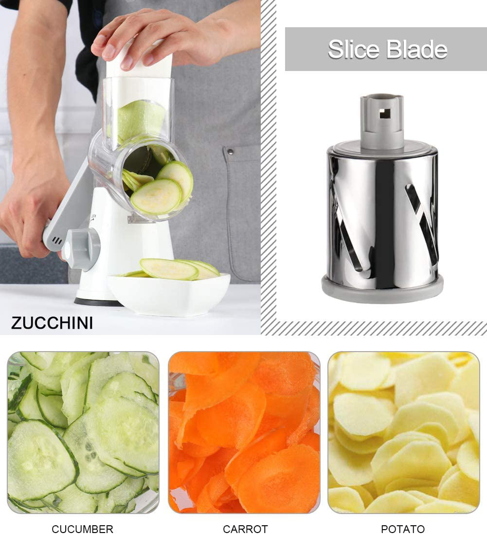 Ourokhome Manual Rotary Cheese Grater Round Tumbling Box Shredder for Vegetabl 