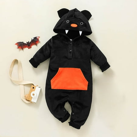 

Leutsin Toddler Kids Boys Girls Halloween Fashion Cute Cartoon Bat-hat Hooded Romper Jumpsuit