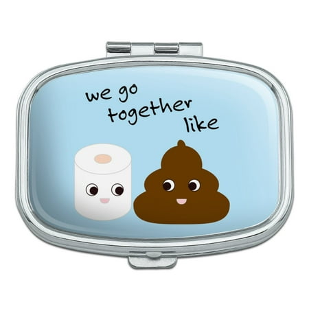 Toilet Paper and Poop We Go Together Like Funny Emoji Friends Rectangle Pill Case Trinket Gift (Best Friends Toilet Paper And Poop)