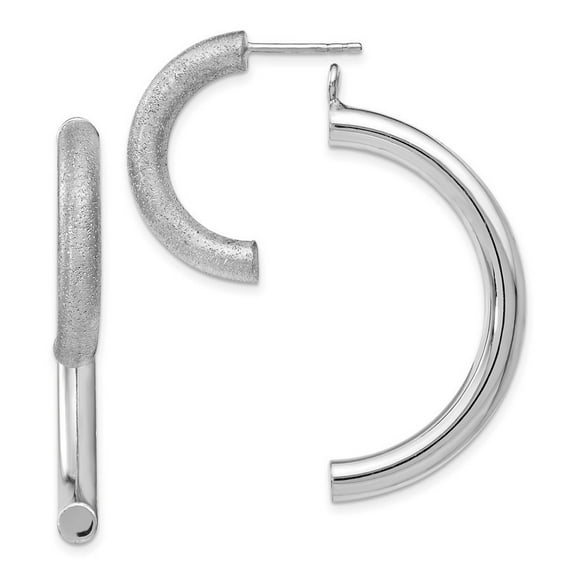 925 Sterling Silver Post Polished Sparkle Cut Removable Front Back Earrings Measures 39x31.5mm Wide - Earring for Women