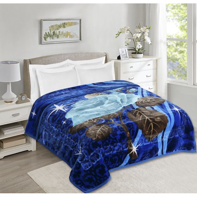 Virtu Couverture en Molleton Premium 12 Lbs, 2 Plis Réversible Imprimée Raschel Lourde & Chaude Style Coréen, Très Grand