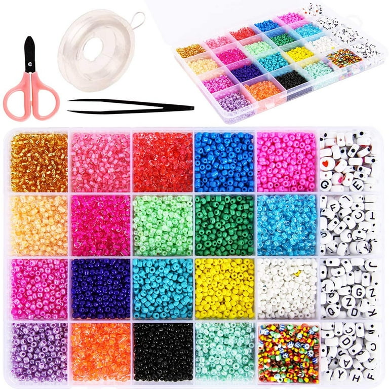 DoreenBow 1000PCS Letter Beads Bracelet Making Kit Alphabet Beads Craft  Pony Beads for DIY Jewelry Making Supplies with Elastic Crystal String Cord