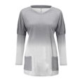 thumbnail image 4 of WEAIXIMIUNG Chemises à Manches Longues pour Femmes Col en V pour le Travail Femmes Automne et Hiver Mode Décontractée Col Rond Manches Longues T-Shirt Haut Poche Manches Bouffantes Imprimé, 4 of 4