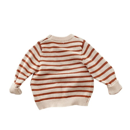 

JDEFEG Kids Sweat Shirts Boys Babys Kids Toddler Girls Boys Spring Winter Long Sleeve Striped Knit Sweater Pullover Tops Clothes 2T Hoodie Cotton Khaki 90