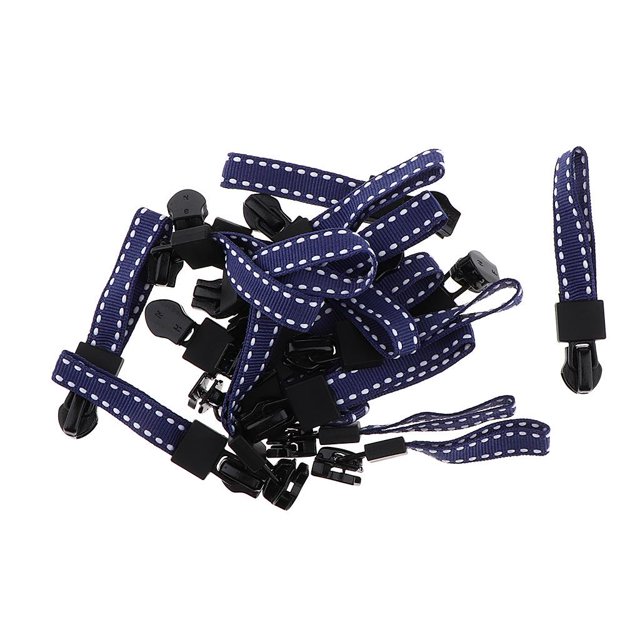 Abbracc 20Pcs Metal Zipper Silder with Grip Webbing Cord Zip Puller Fixer Replacements Blue