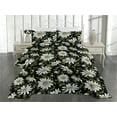 thumbnail image 2 of Ambesonne Daisy Quilted Coverlet 2 Pcs, Art Realist Chamomile Pattern, Twin Size, Off White Fern Green, 2 of 4