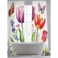 thumbnail image 4 of Spring Floral Sheer Curtains 108 Inch Length 2 Panels Set, Butterfly Botanical Summer Tulip Flowers Voile Window Treatment Semi Sheer Long Curtains Drapes for Bedroom/Living Room/Kitchen 52"x108"x2, 4 of 7