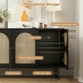 thumbnail image 6 of Sideboard Buffet Cabinet with 3 Rattan Doors, 47.2” Kitchen Storage Cabinet with Adjustable Shelf and Metal Legs for Dining Living Room, Hallway, Entryway, Black, 6 of 9