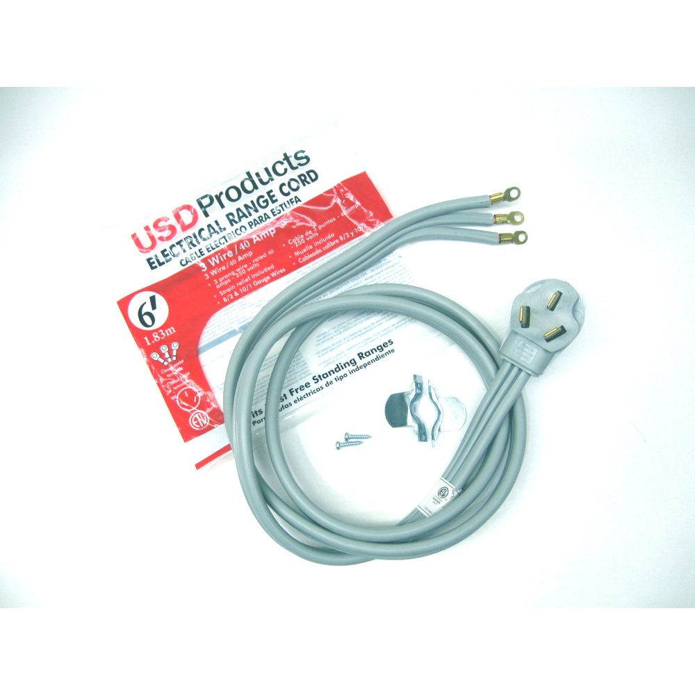 Range Oven Electric Power Cord 3 Prong Wire 40 Amp 6' Foot Heavy Duty