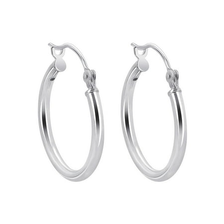 Gem Avenue 925 Sterling Silver Polished Hoop Earrings (20mm Diameter)