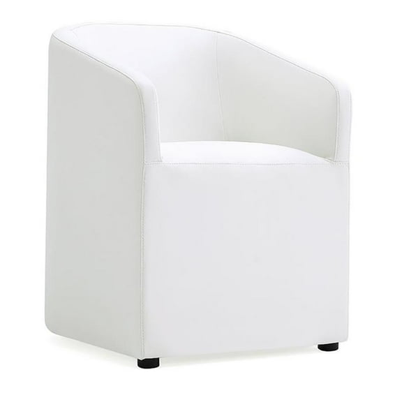 Manhattan Comfort Anna 19.69" Round Faux Leather Dining Armchair in Cream