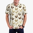 thumbnail image 4 of Xecao Chicken Cartoon for Mens' Casual Short Sleeve Button-Down Polo Shirts for a Classic Golf Look, 4 of 9