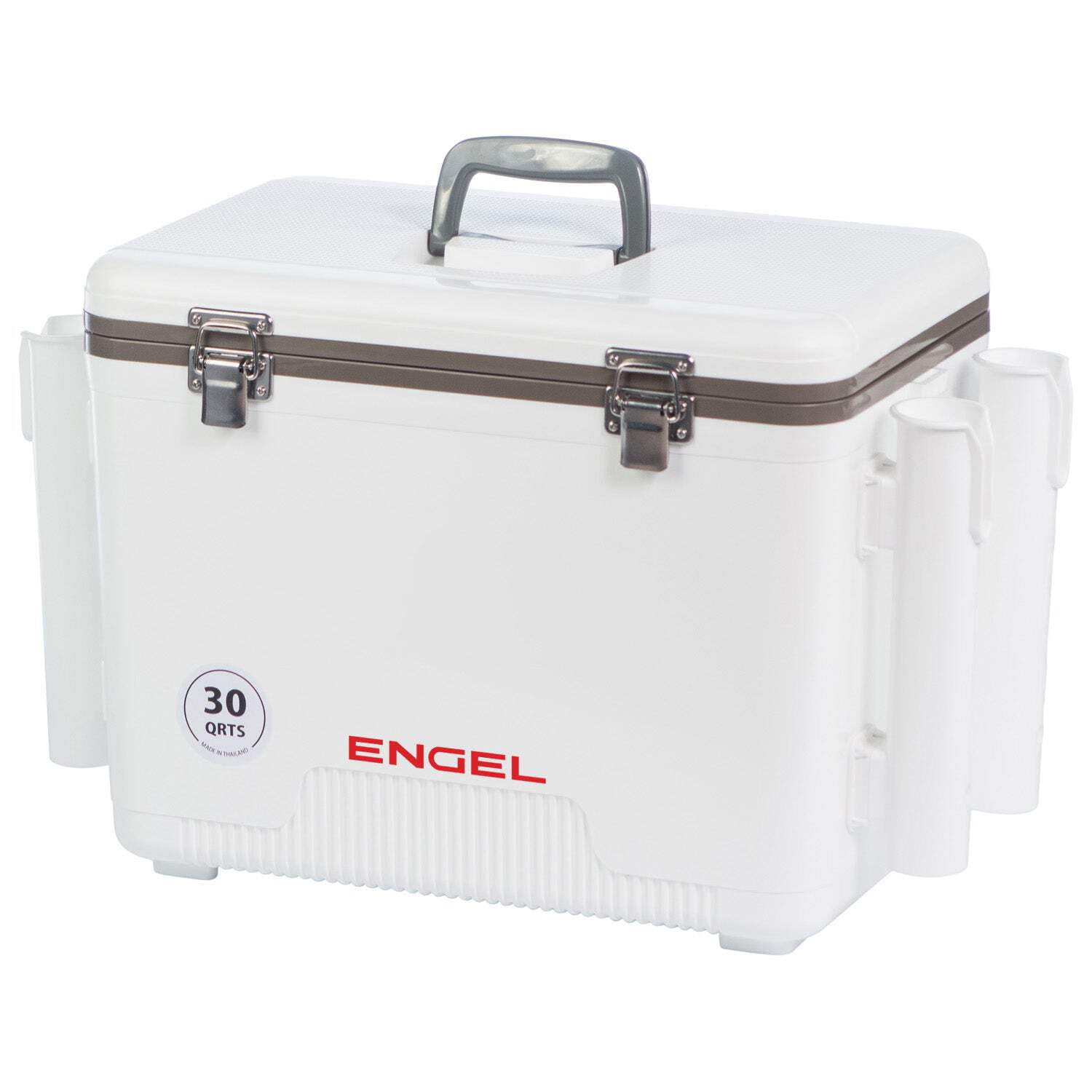 ENGEL 30 Qt Leak-Proof Insulated Drybox Cooler with 4 Rod Holders - Tan
